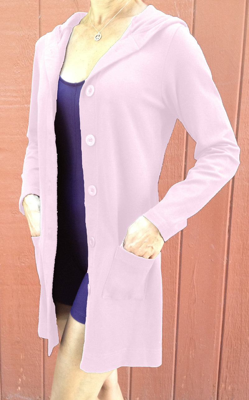 One Step Ahead Long Hooded Jacket 2629 - Pale Pink  - front view