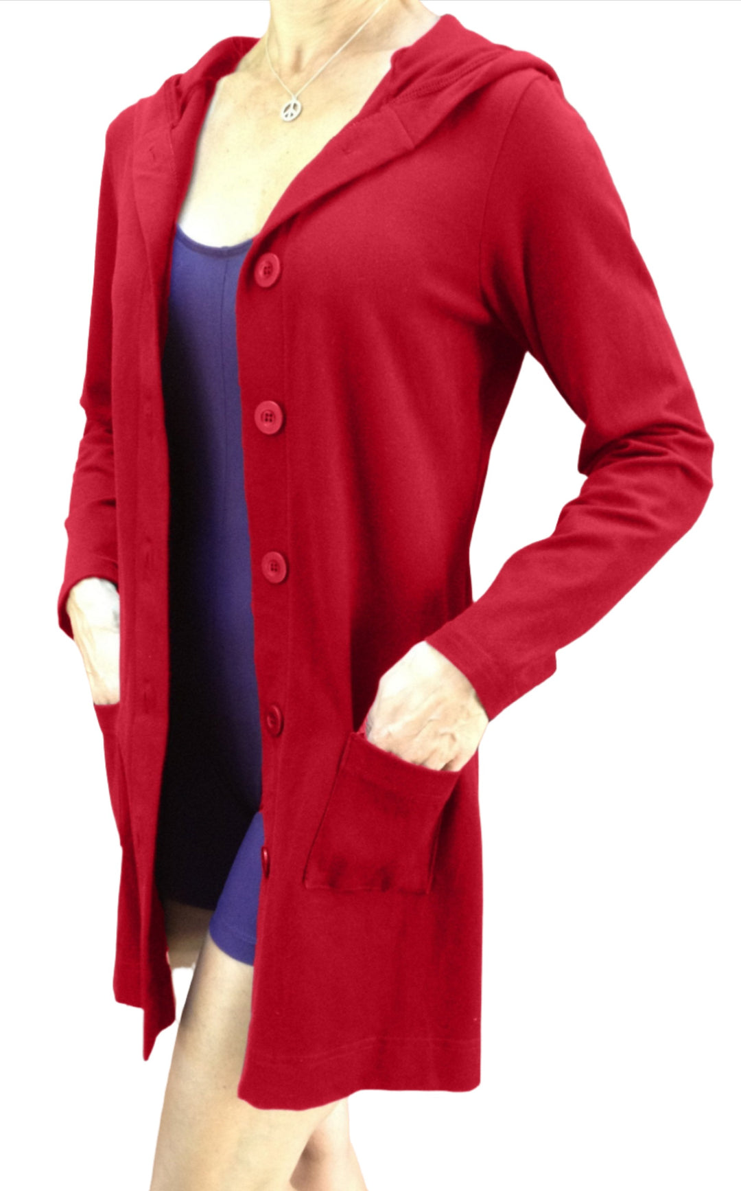One Step Ahead Long Hooded Jacket 2629 - Poinsettia  - front view