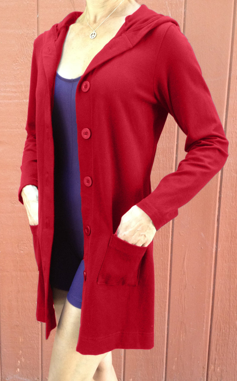 One Step Ahead Long Hooded Jacket 2629 - Poinsettia  - front view