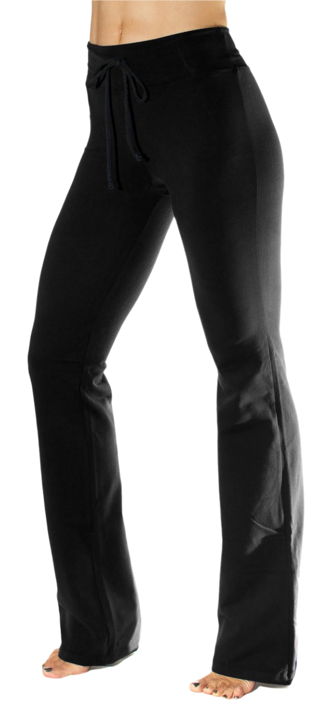 One Step Ahead Fitted Drawstring Bootcut Pant D222 -  Black - side view