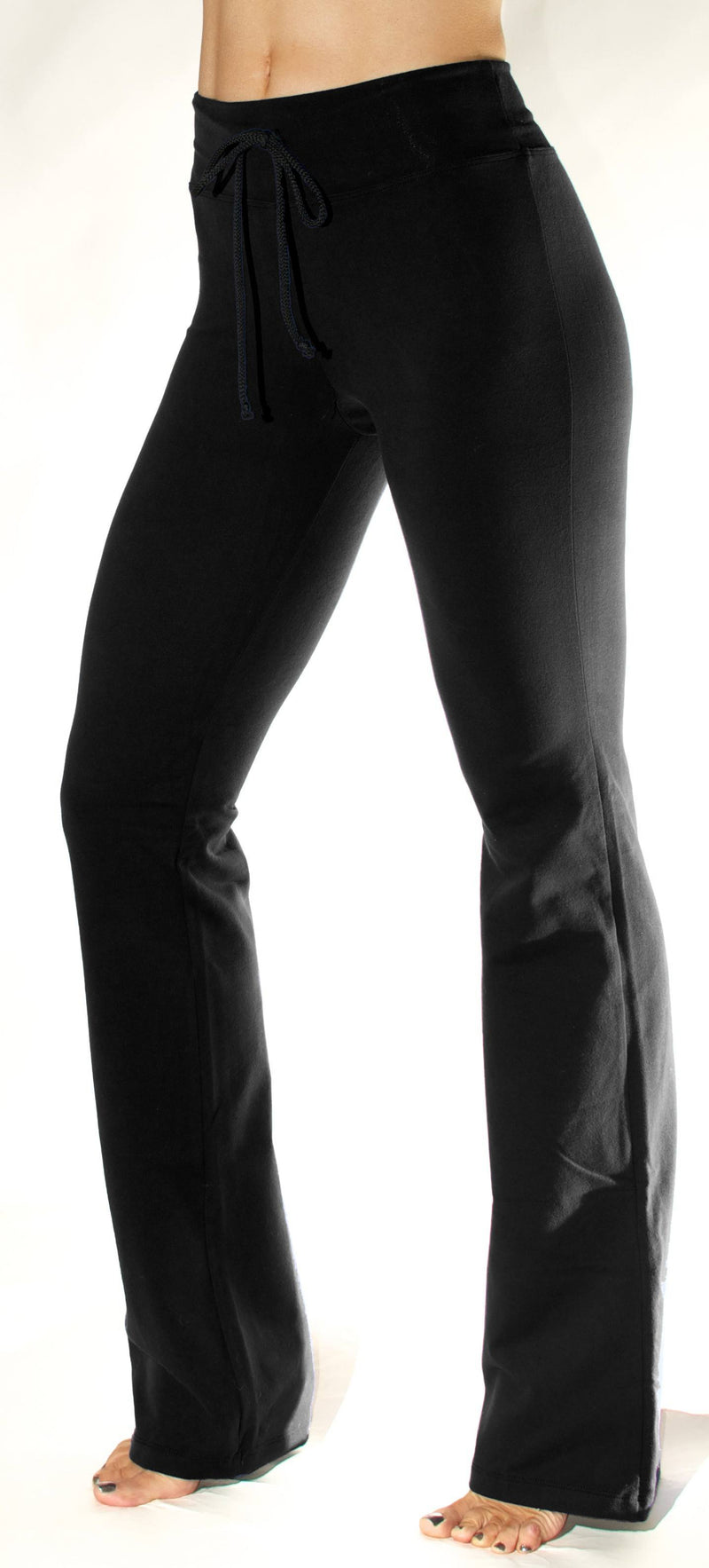 One Step Ahead Fitted Drawstring Bootcut Pant D222 -  Black - side view