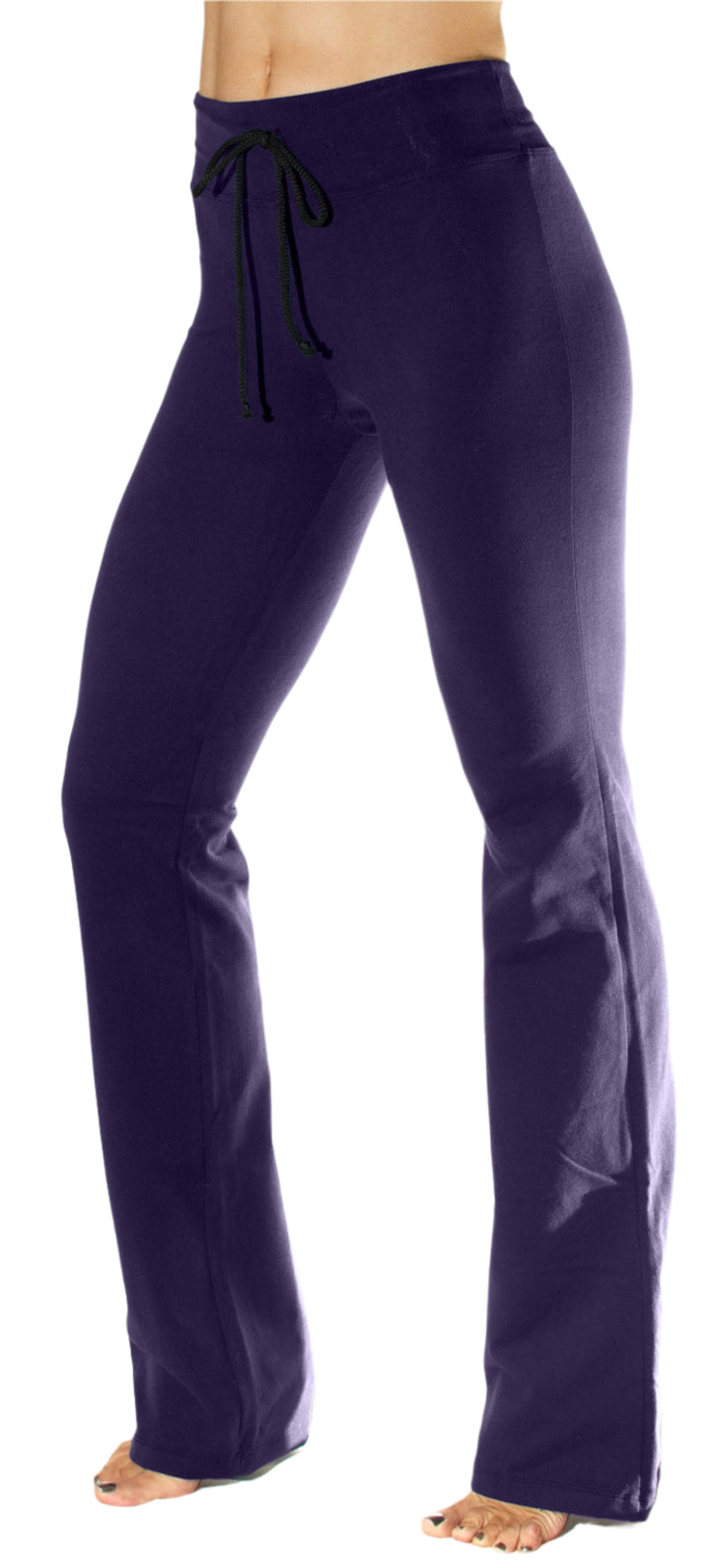 One Step Ahead Fitted Drawstring Bootcut Pant D222 -  Eggplant - side view