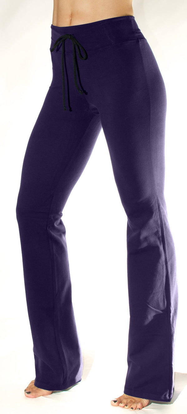 One Step Ahead Fitted Drawstring Bootcut Pant D222 -  Eggplant - side view