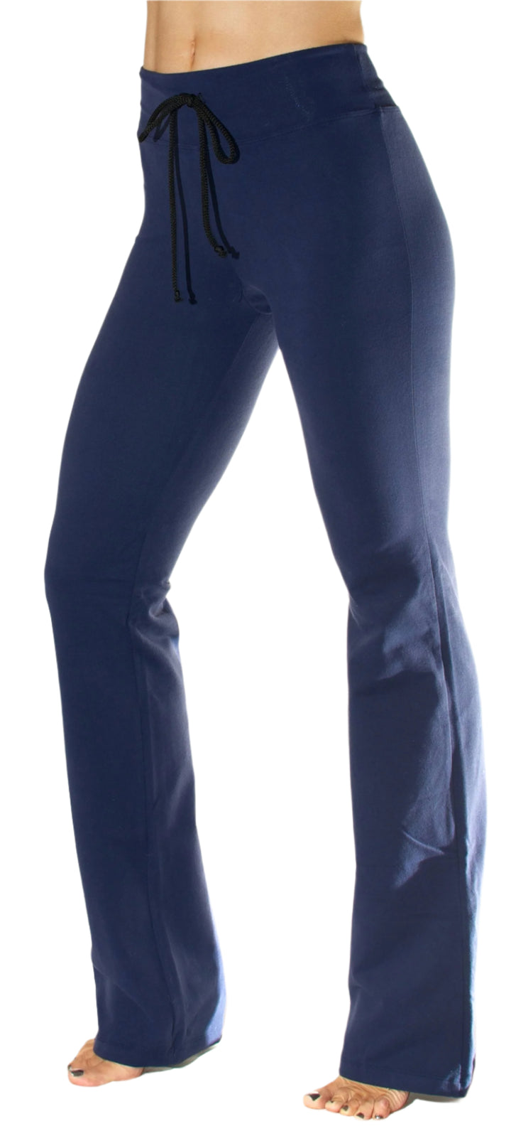 One Step Ahead Fitted Drawstring Bootcut Pant D222 -  Navy - side view