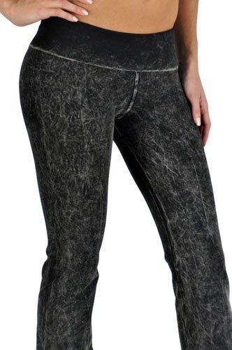 T Party Women's Mineral Washed Yoga Pants, Black, Large 