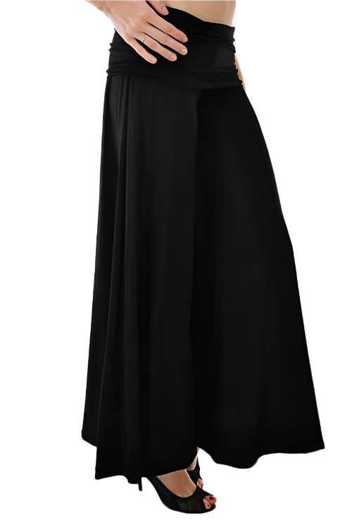 T-Party Roll down Waist Wide Leg Pant RN71837 - black - side view