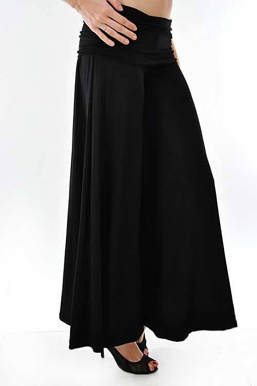 T-Party Roll down Waist Wide Leg Pant RN71837 - black - side view