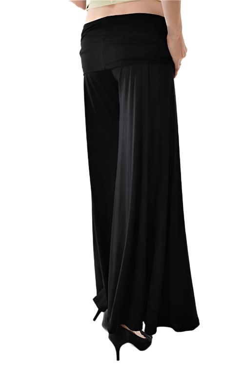T-Party Roll down Waist Wide Leg Pant RN71837 - black - rear view