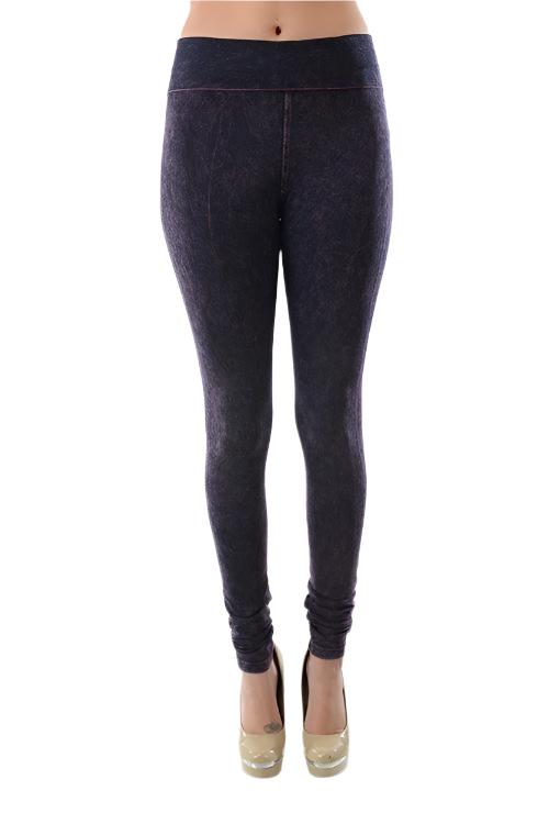 T-Party Fold Over Mineral Wash Legging CJ72219 - Purple - front view