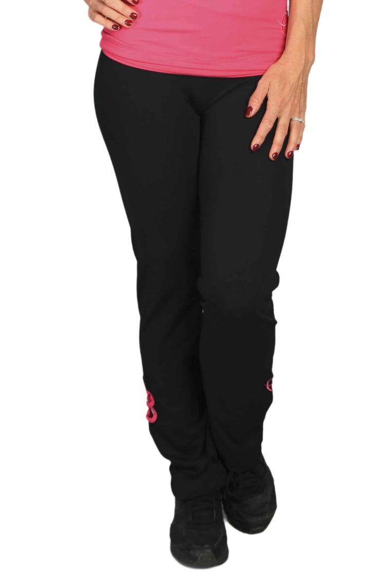 Equilibrium Roll Down Daisy BootCut Pant LP298 Black/Pink - front view