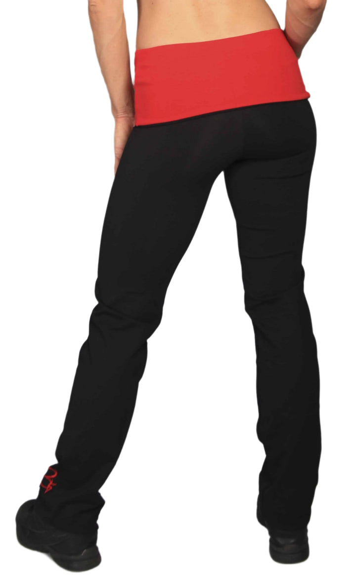 Equilibrium Activewear Roll Down Daisy Pant Red LP298 -  Black/Red -  rear view