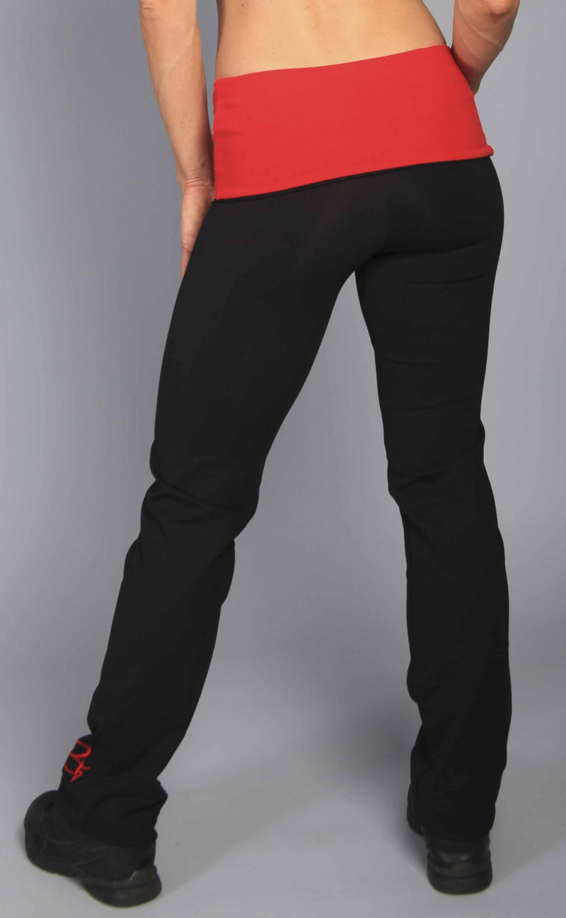 Equilibrium Activewear Roll Down Daisy Pant Red LP298 -  Black/Red -  rear view