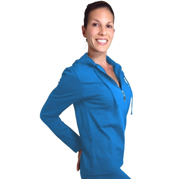 One Step Ahead Zipper Hooded Jacket 285 - Turquoise - side view