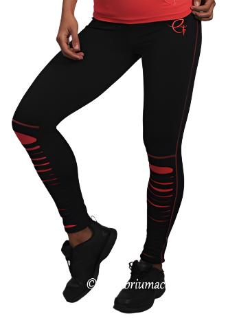 Equilibrium Activewear Sliced legging L749 Watermelon - Black -  front view
