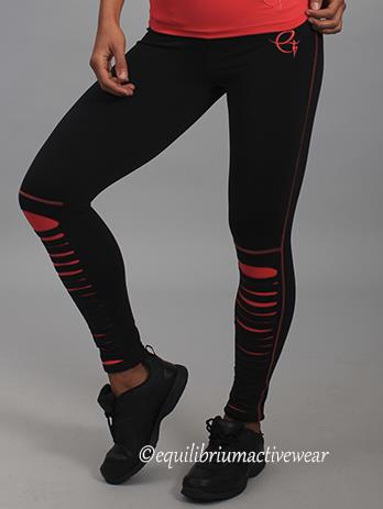 Equilibrium Activewear Sliced legging L749 Watermelon - Black -  front view