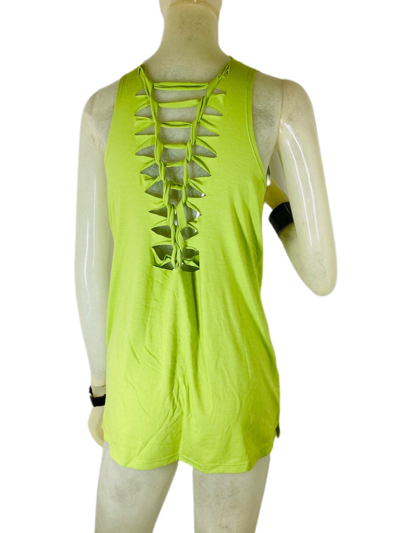 Onzie Flow Braided Tank 3094 one size - Lime - rear view