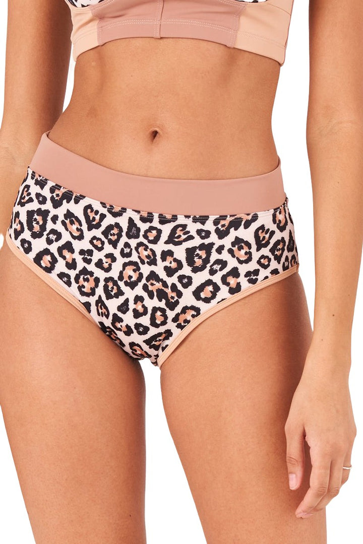 Onzie Yoga Le Femme Swim Bikini 6004 - Gold Cheetah - Front View