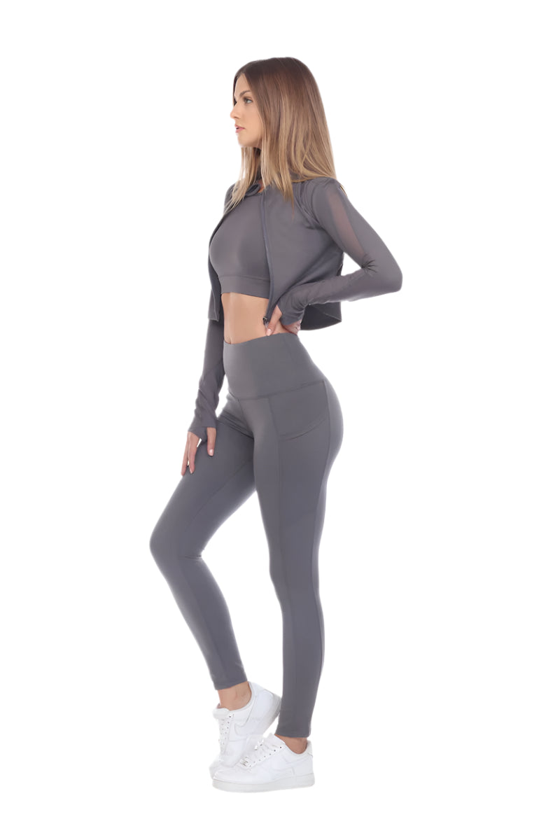 Fitwear Thank You For Pockets Legging - Charcoal - Side Full View2