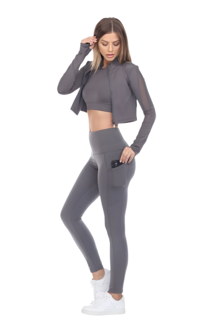 Fitwear Thank You For Pockets Legging - Charcoal - Side Full View