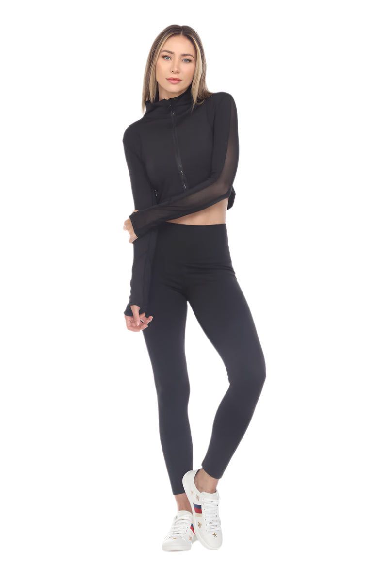 Fitwear Thumbs Up Crop Jacket - Black - Front Full View