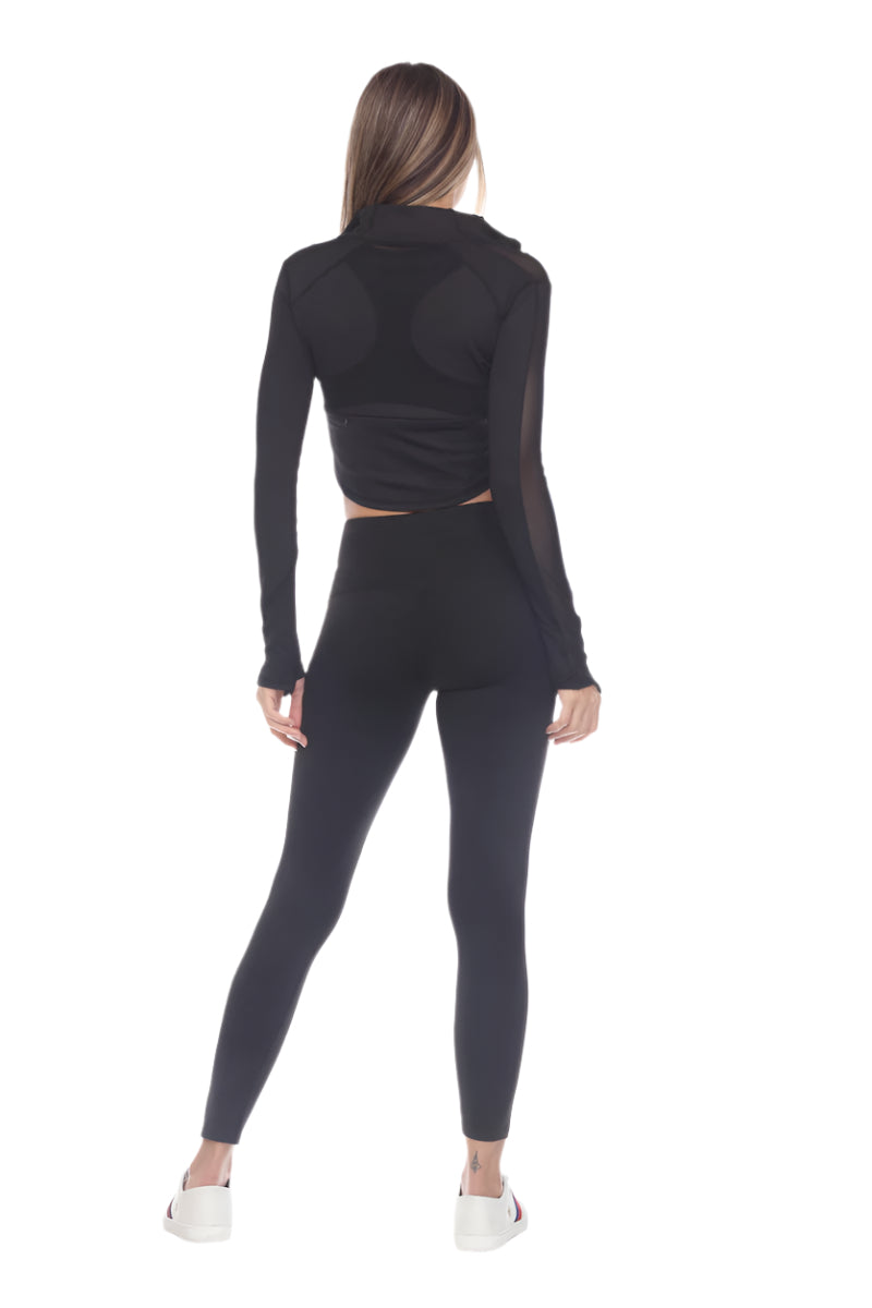 Fitwear Thumbs Up Crop Jacket - Black - Back Full View