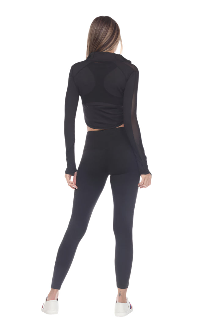 Fitwear Thumbs Up Crop Jacket - Black - Back Full View