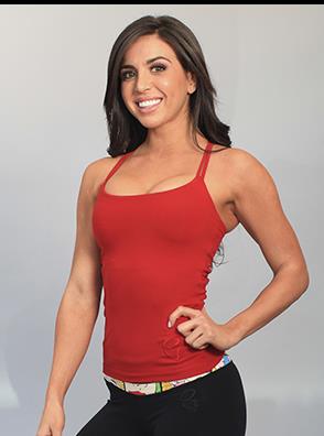 Equilibrium Activewear Solid Link Long Top LT113  - Red - front view