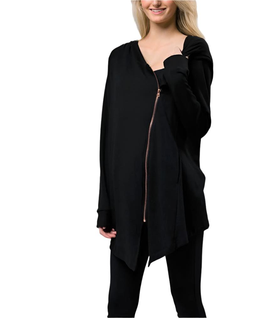 Onzie Hot Yoga Wear Zip Jacket 627 - Black - front alt view