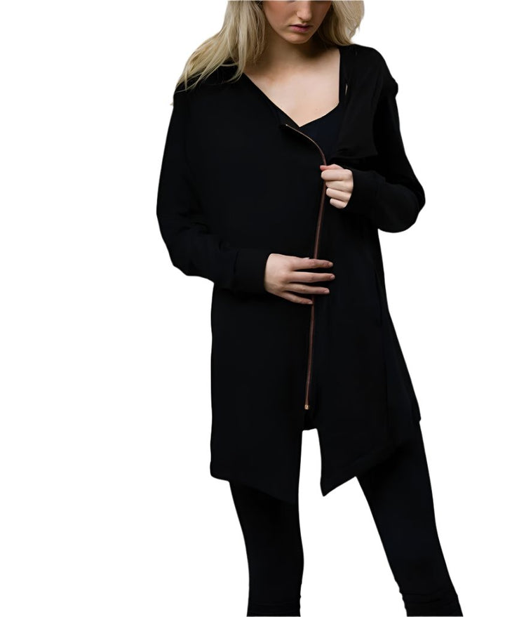 Onzie Hot Yoga Wear Zip Jacket 627 - Black - front view