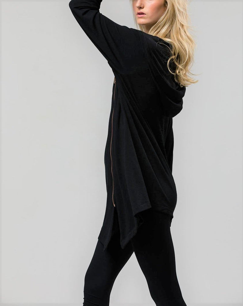 Onzie Hot Yoga Wear Zip Jacket 627 - Black - side view