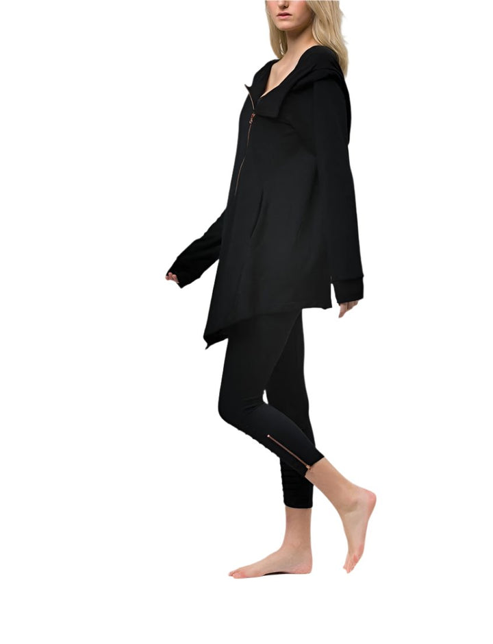 Onzie Hot Yoga Wear Zip Jacket 627 - Black - side alt view