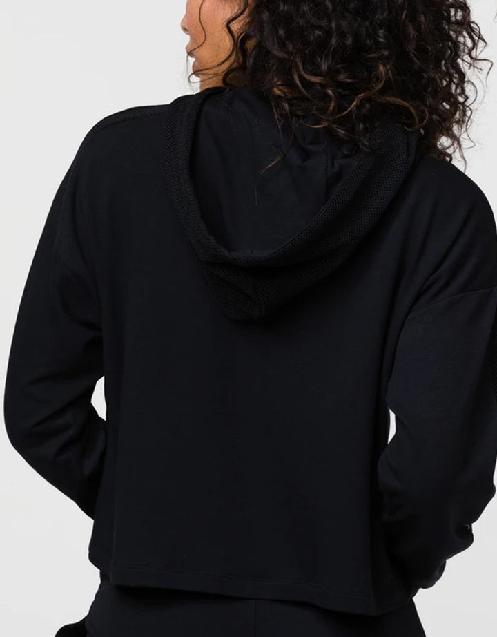 Onzie Flow Mesh Cropped Hoodie 630 - Black - rear view
