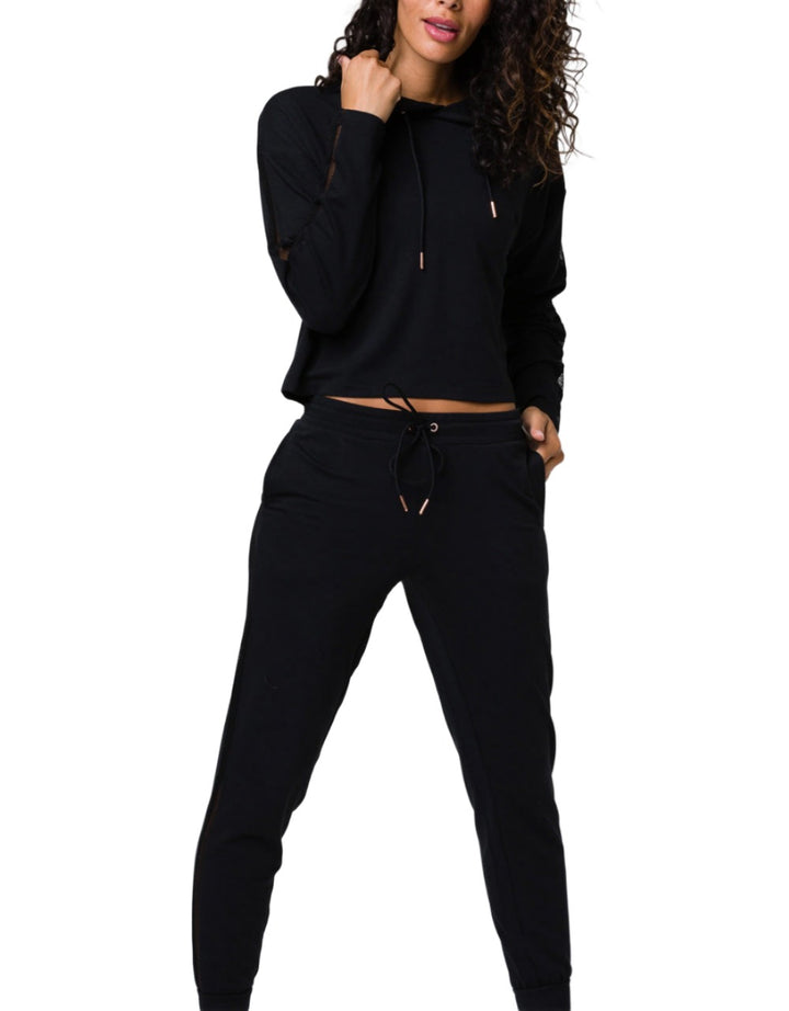 Onzie Flow Mesh Cropped Hoodie 630 - Black - front alt view 2