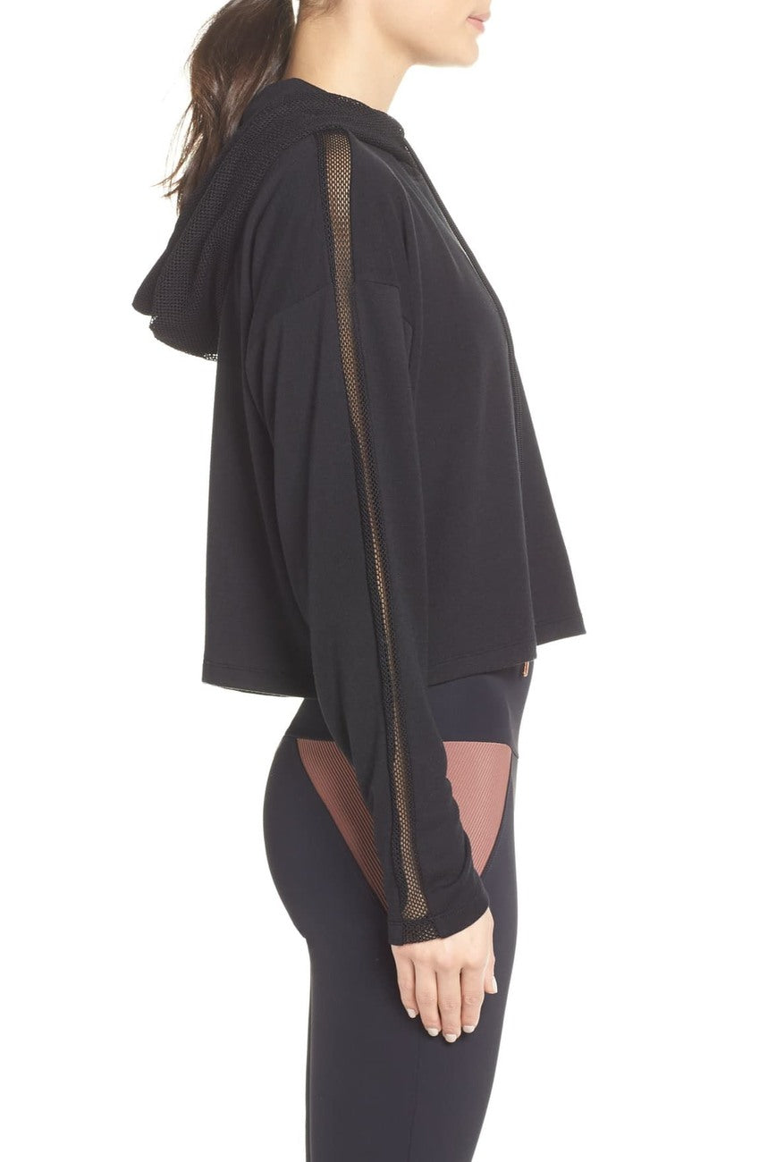 Onzie Flow Mesh Cropped Hoodie 630 - Black - side view