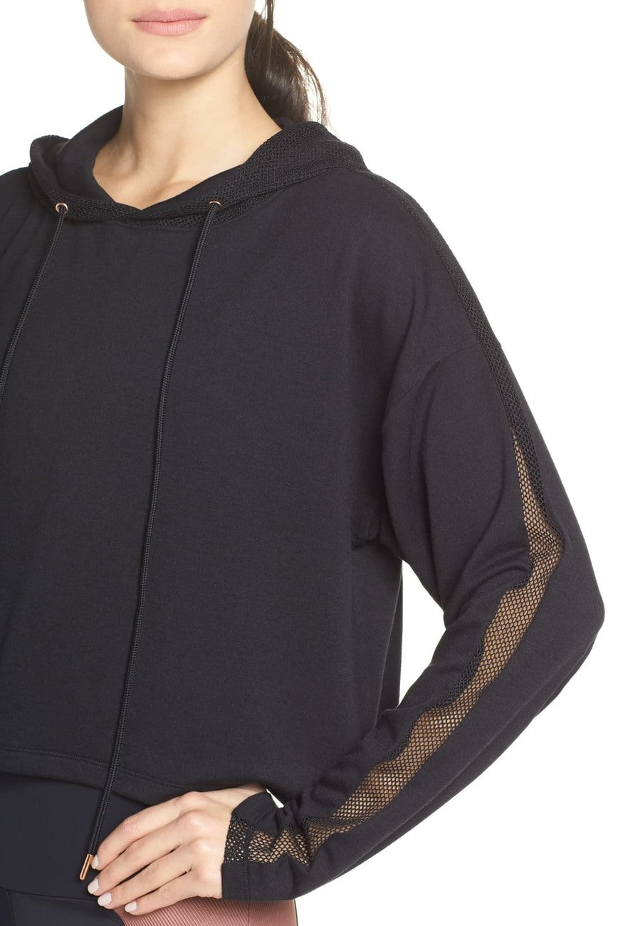 Onzie Flow Mesh Cropped Hoodie 630 - Black - arm alt view
