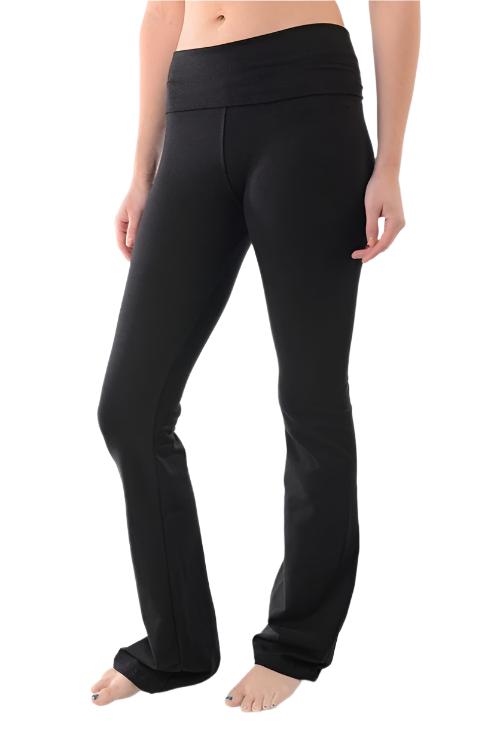 T-Party Roll Down Yoga Pant Solid Colors CJ7016 - Black -  front alt view