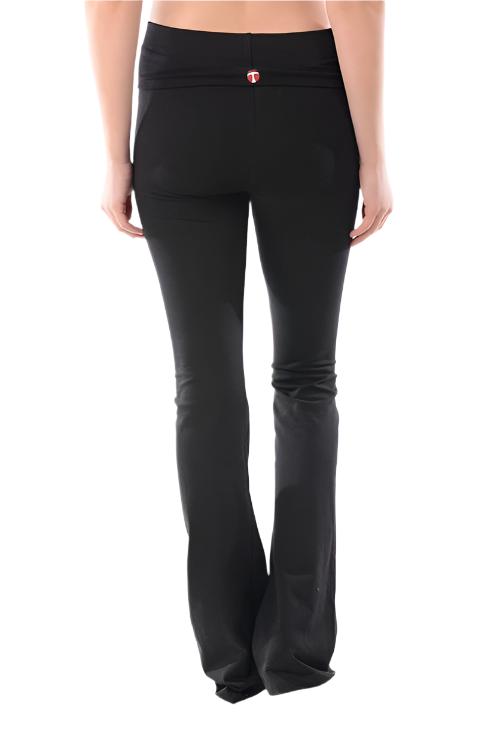 T-Party Roll Down Yoga Pant Solid Colors CJ7016 - Black -  rear view