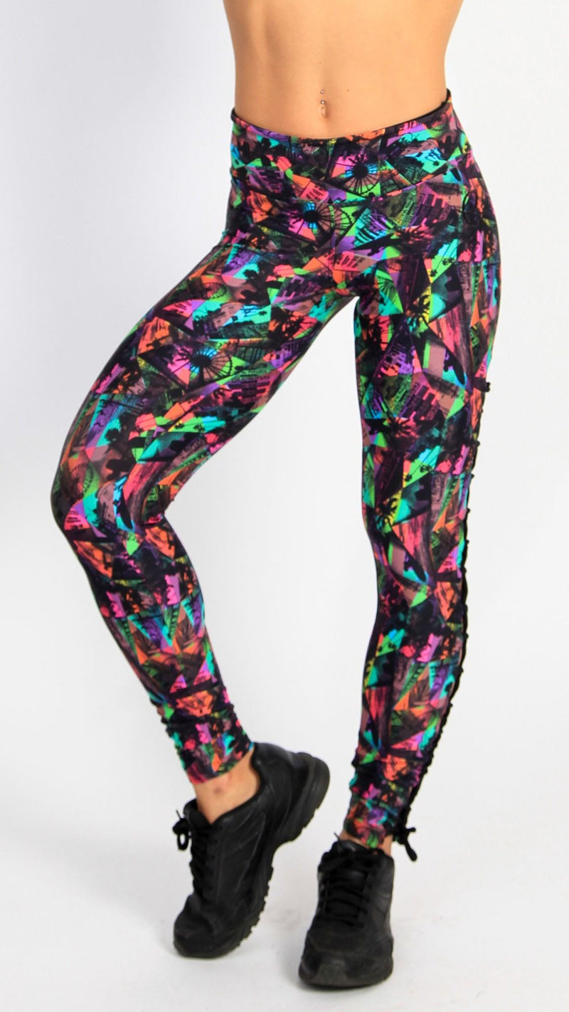 Equilibrium Activewear Printed Lace Up Legging L763 Santa Monica - front view
