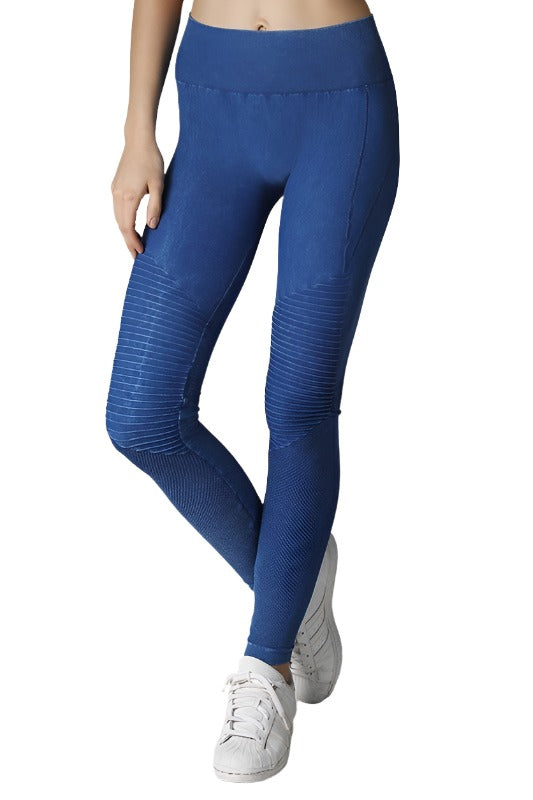 NikiBiki Vintage Moto Long Legging NB7129 - Bright Cobalt  - front view
