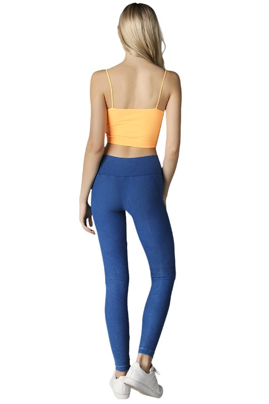 NikiBiki Vintage Moto Long Legging NB7129 - Bright Cobalt  - rear view