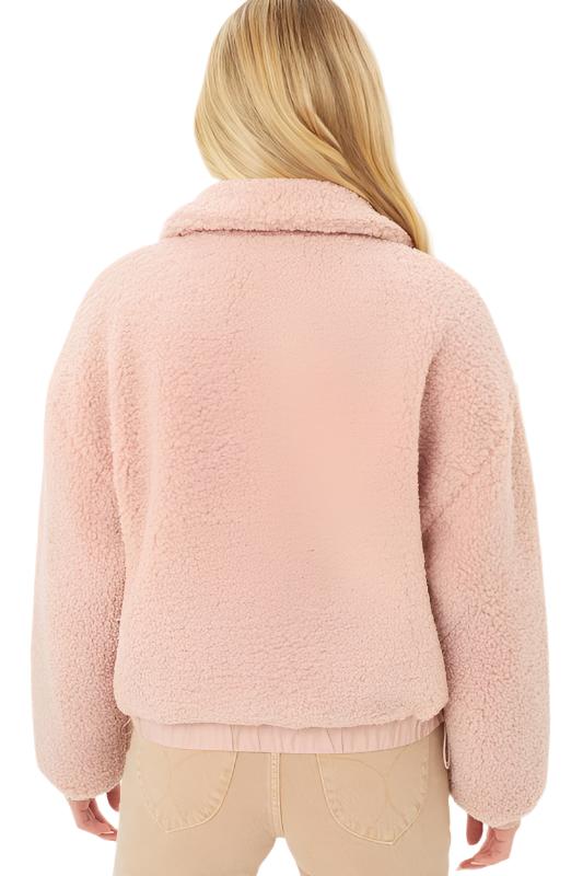 Love Tree Teddy Fleece Zip-Up Sweater - Mauve - Back View