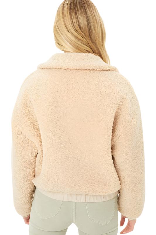 Love Tree Teddy Fleece Zip-Up Sweater - Caramel - Back View