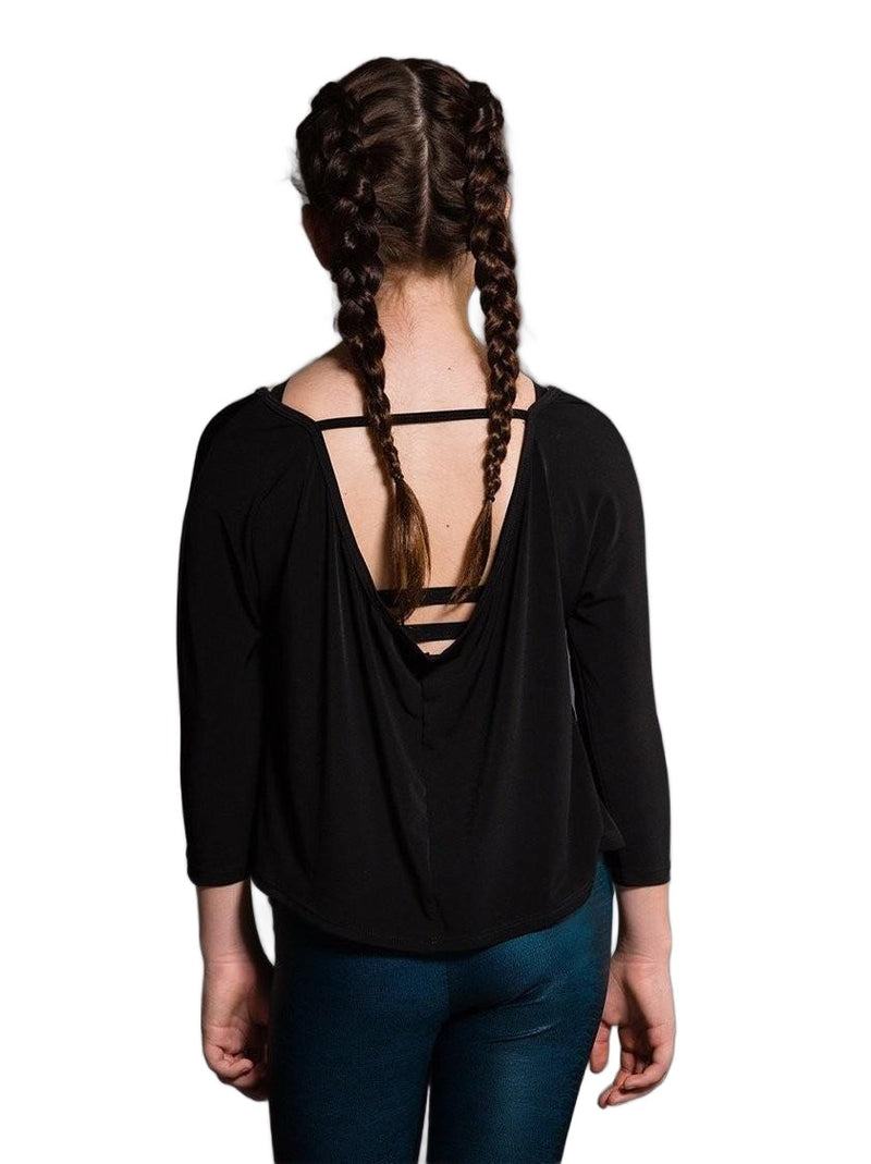 Onzie Youth Scoop Back Top 831 - Black - rear view 