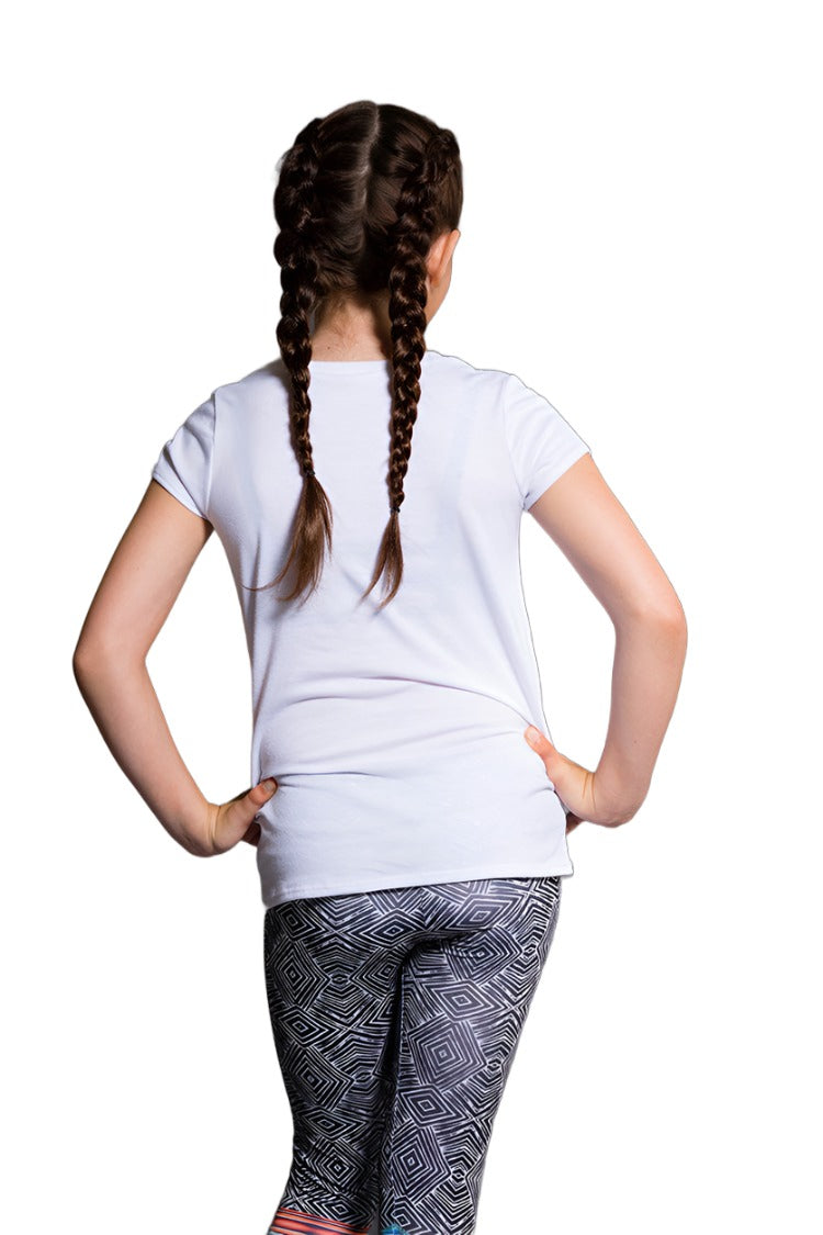 Onzie Youth Cap Sleeve Tee 892 - White - rear view