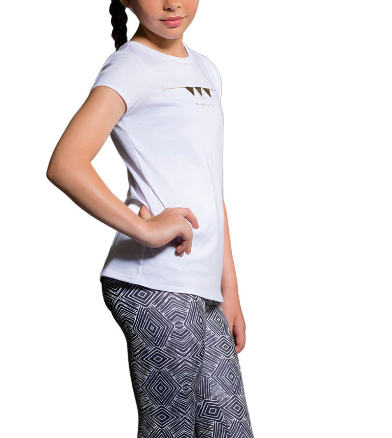 Onzie Youth Cap Sleeve Tee 892 - White - side view