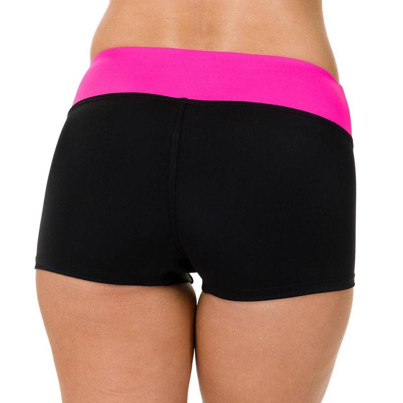 Onzie Hot Yoga Fitness Shorts 220 - Black/Neon Pink - rear view