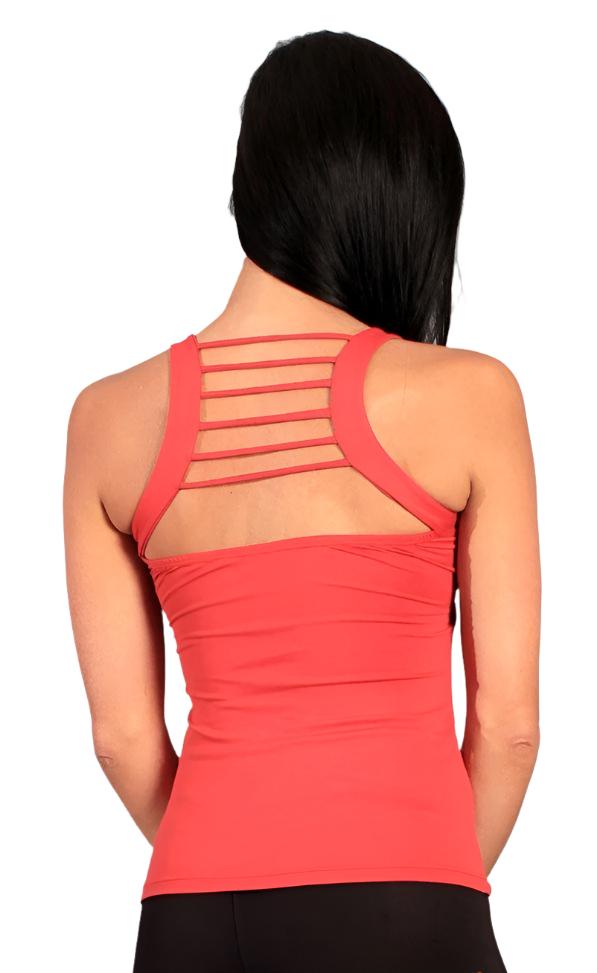 Equilibrium Activewear Criss Cross Crazy Stringy Top LT1045 Red - Rear view