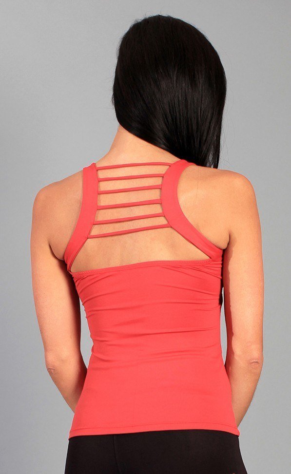 Equilibrium Activewear Criss Cross Crazy Stringy Top LT1045 Red - Rear view