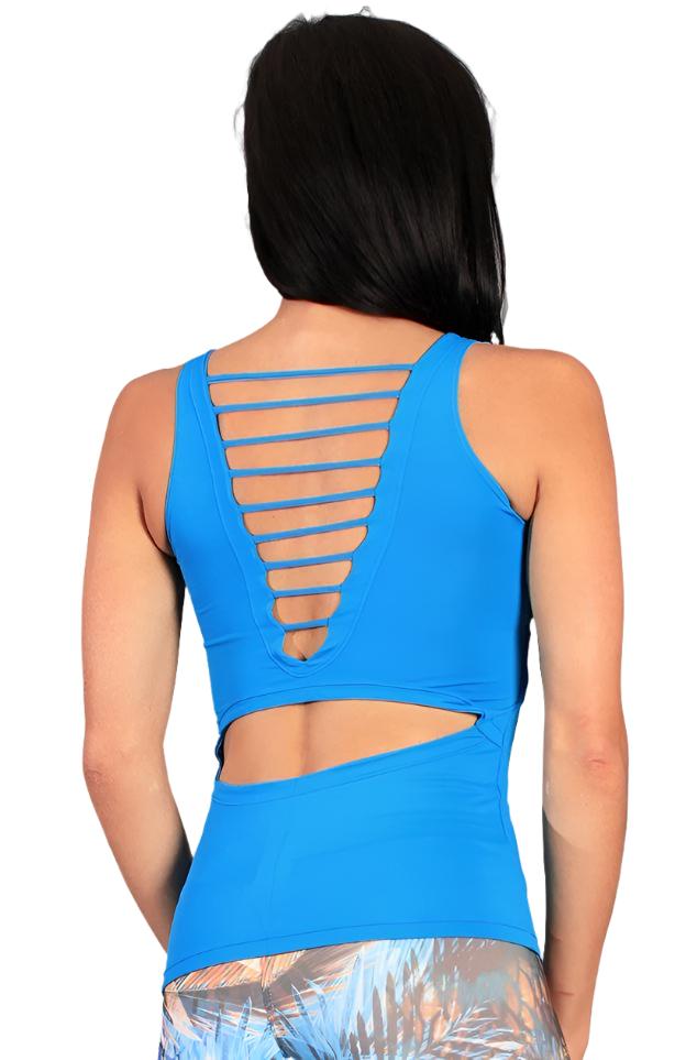 Equilibrium Active Wear Surprise Tank Top LT1056 Light Blue - rear view