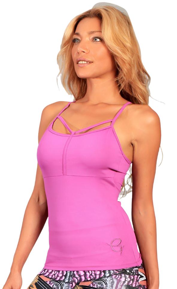 Equilibrium Activewear Lotus Lattice Tank Top LT1048 - Purple -  front view